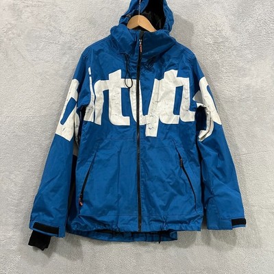 Thirtytwo Lowdown Ski Jacket Mens Small Blue Lined Hooded Snowboard Full Zip