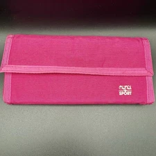 Vintage NOS MUNDI PLAID WALLET w/checkbook HOOK LOOP CLOSURE MAGENTA Fuschia