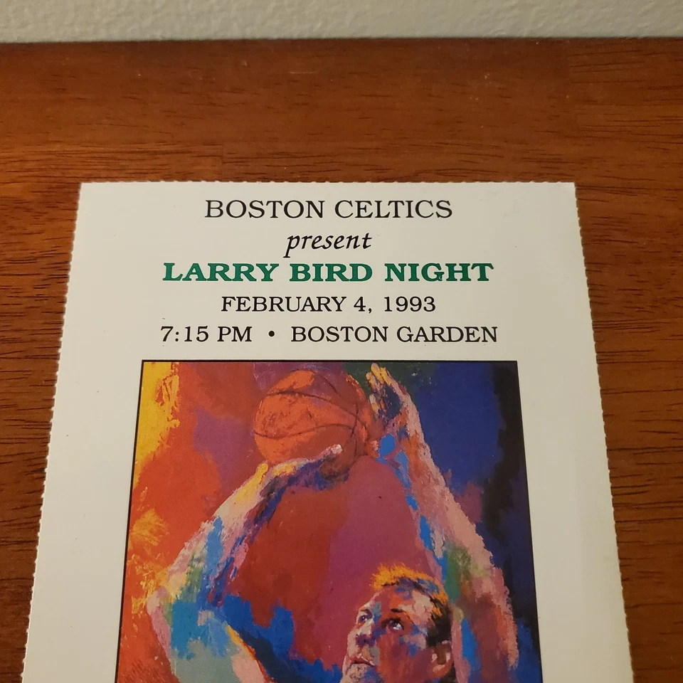 Boleto nocturno Larry Bird de los Boston Celtics único RARO decoración coleccionable asiento 1 1993 Foto 3 de 4