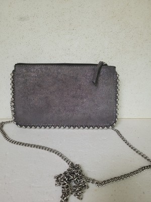 ZARA Gray STUDDED CROSSBODY WALLET BAG - STYLISH - Pockets 