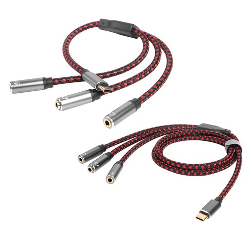 Cable adaptador divisor de auriculares USB C a 3x 3,5 mm cable USB C a cable auxiliar - Imagen 2 de 9