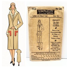 Antique 1920s Simplicity 323 Size 36 Flapper Style Coat Pattern Complete