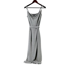 Express Size small Silver Sparkle Glitter Maxi  Dress Cowl Neck Spaghetti Strap