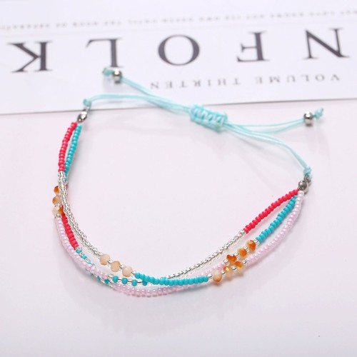 Buntes Perlenarmband für Frau Miss Quaste mehrlagig Fußkettchen - Bild 4 von 12