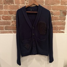 Opening Ceremony Men's Oversized Navy Knit Button Front V-Neck Cardigan Sweater