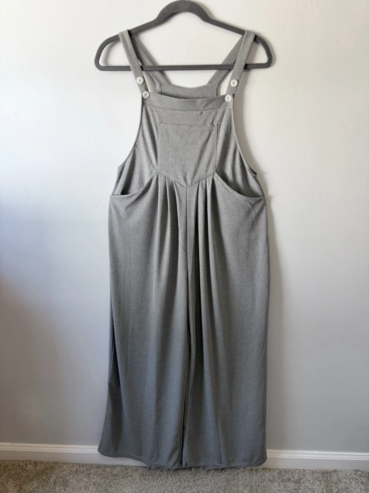 Halara Gray Waffle Athleisure Wide Leg Jumpsuit/Utility Overalls, Size XL Tall