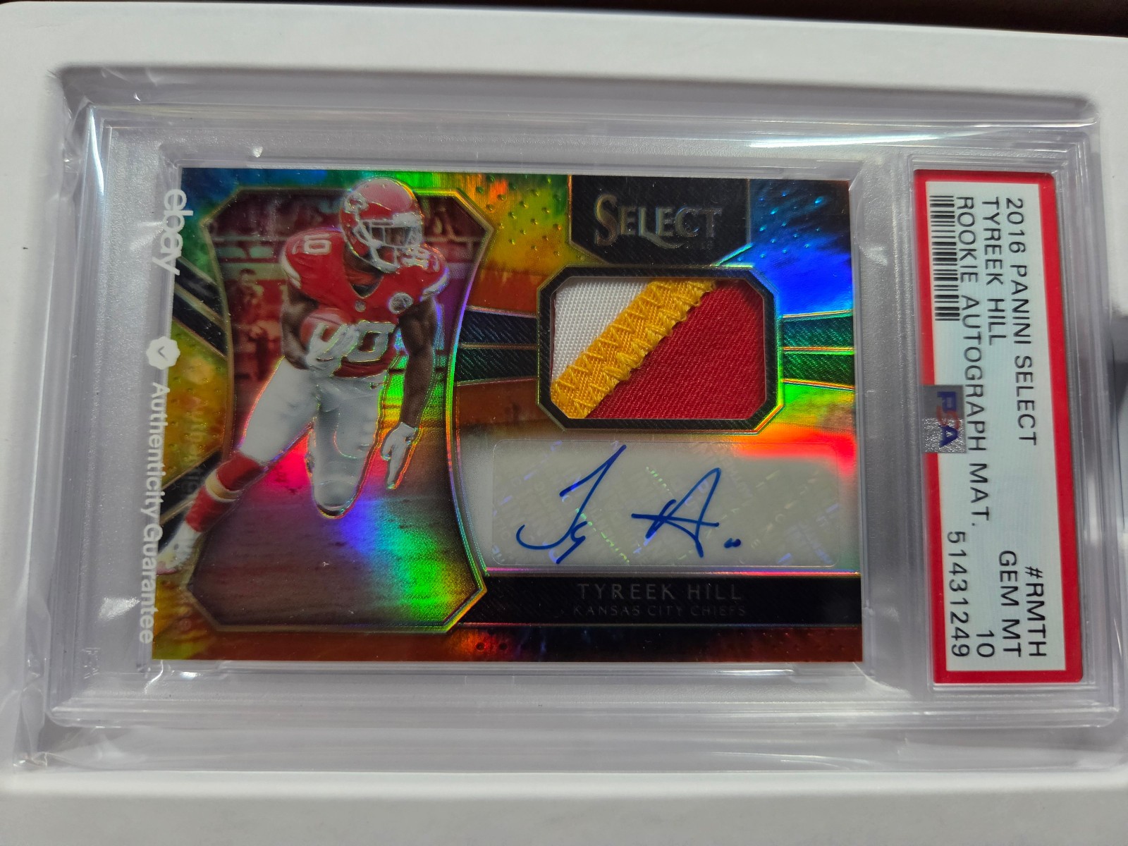 🌟 2016 Panini Select Tyreek Hill RC Patch Auto Tie Dye Prizm #/25 PSA 10 POP 1 view 2