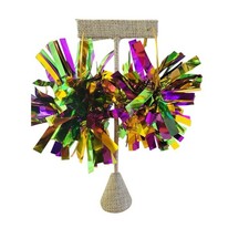 Mardi Gras Pompom Wide Fringe Hoop Earrings