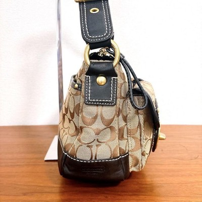 バッグ Coach Legacy Shoulder Bag Turn Lock 70th Coach Legacy Turnlock Shoulder Bag Black Gold Leather Canvas