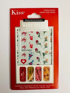 Vintage 90's Kiss Nail Water Decals Designs Stickers Heart and Roses