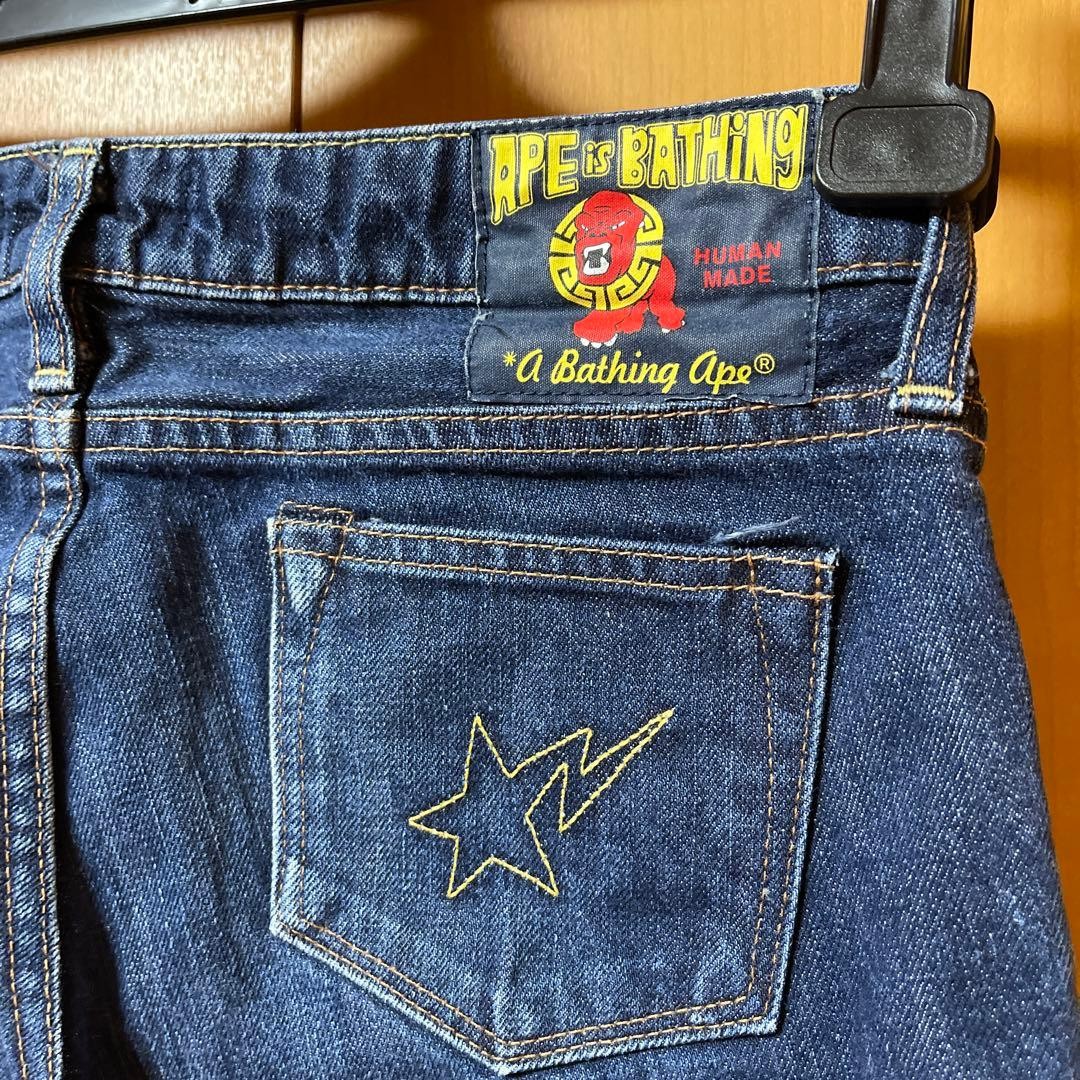 A Bathing Ape Straight Denim Pants Jeans Blue Navy SW 70cm Inseam 66cm BA0226217 thumbnail 4
