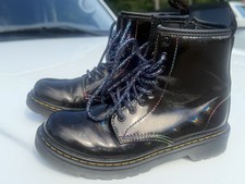 Doc Martens Sparkle Rays Combat Boots Size 2 Iridescent rainbow threading