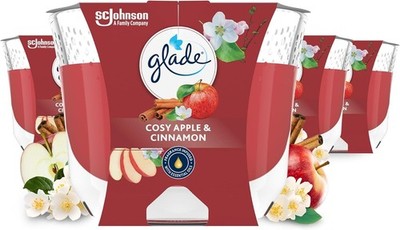 Glade Langanhaltende Duftkerze Cosy Apple & Cinnamon, 204 g 4er Pack