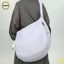 Women Mesh Stitch Crossbody Bag Large Capacity Lightweight Nylon Shoulder Tote