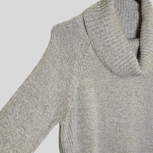 NY&C Tan Gold Metallic Knit Cowl Neck Sweater Small Zipper Hem Ribbed Chic - Picture 7 of 17