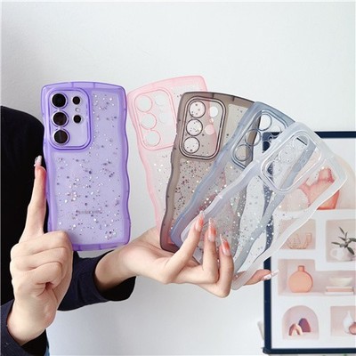 Für Samsung S26 Ultra S25 S24 FE S23 S22 Cute Wave Cover Flash Folie Glitzer Hülle