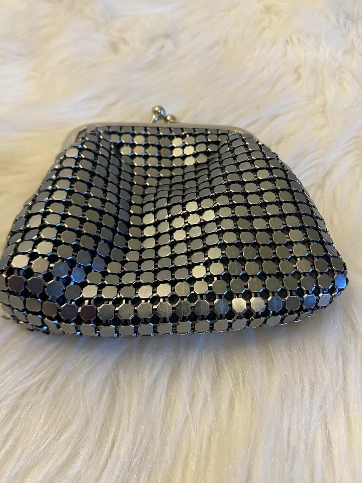 复古银色网眼硬币钱包/袋 — 第 3/4 张图片