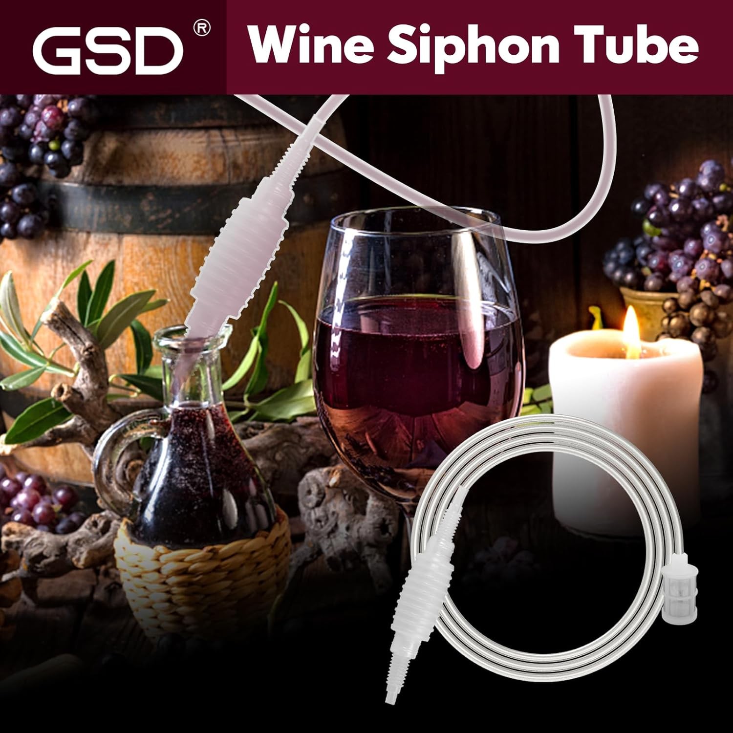 GSD Wine Siphon Tube Hose Beer Pump for Making Brewing, 2M/6.6FT 