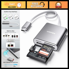 USB C SD Card Reader - 3-Slot Aluminum USB 3.0 Type-C Flash Memory Card Hub - Gr