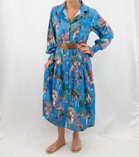 Sundayup Safari Print Button Up Shirt Midi Dress Size M