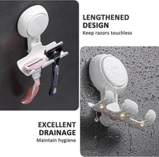 Razor Holder for Shower 1 Pack,Powerful Suction Cup Shower Hooks for Towel,White