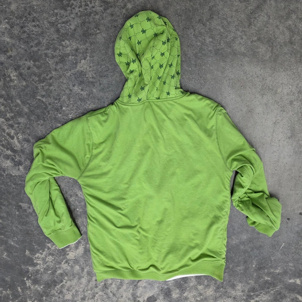 De colección Y2K Zoo York Verde Cremallera Completa Sudadera con Capucha Estampado Capucha y Bolsillo Informal Foto 3 de 3