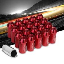 Red Aluminum M12x1.25 50MM Hexagon Close End Acorn 20x Conical Lug Nuts