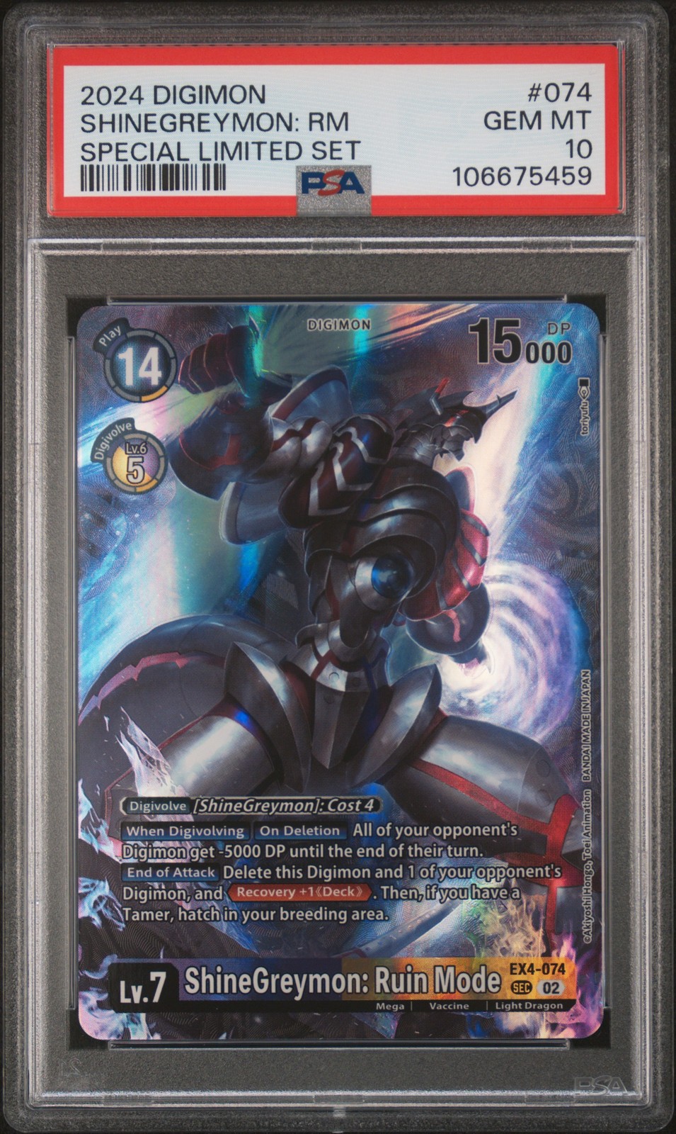 2024 DIGIMON SPECIAL LIMITED SET #074 SHINEGREYMON: RUIN MODE PSA 10