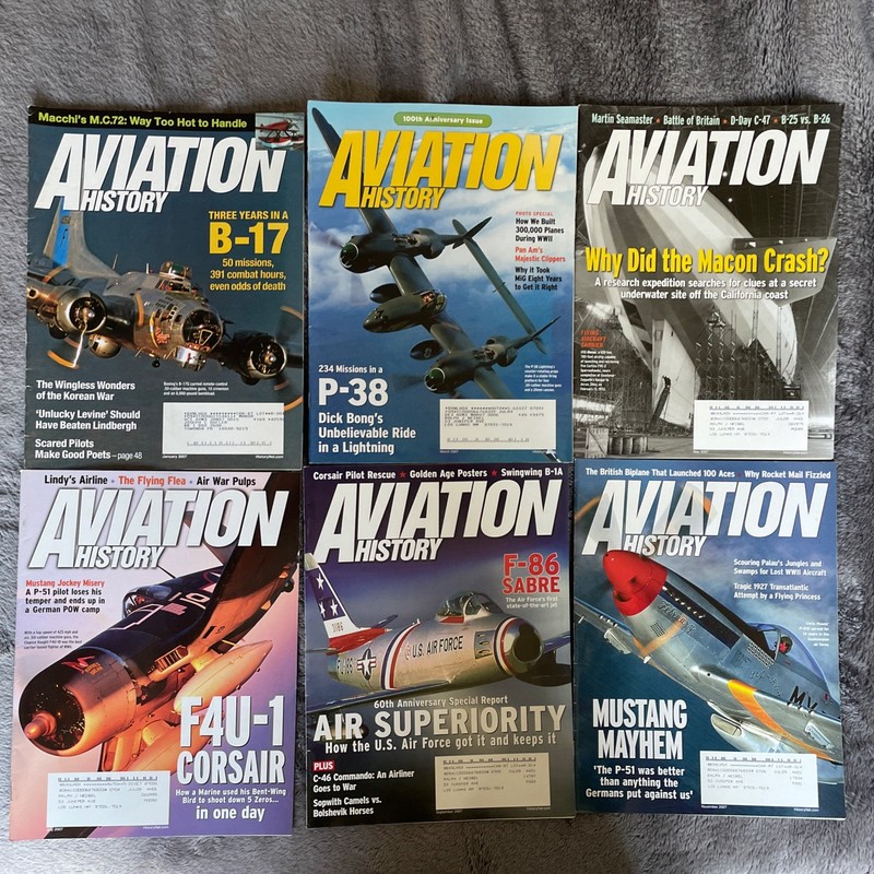 Aviation History Magazine 2007 Full Set Of 6 Issues