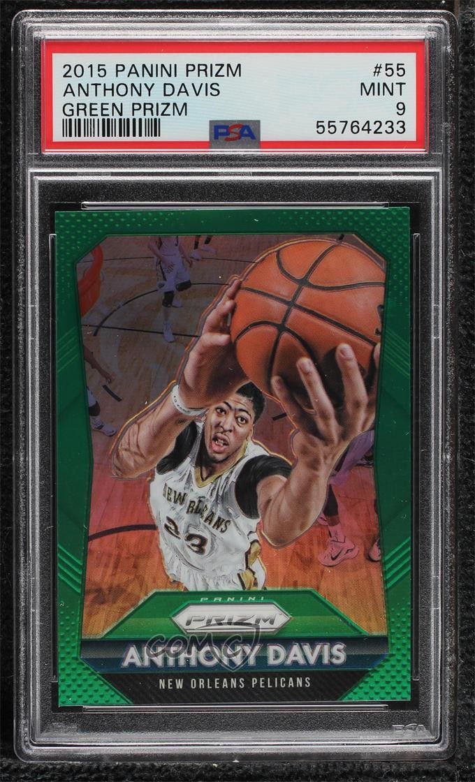2015-16 Panini Prizm Green Prizm Anthony Davis #55 PSA 9 MINT 09hy