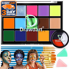 Drawdart 18 Color Professional Face Body Paint Kit 15 3 Colors Face Painting Pa