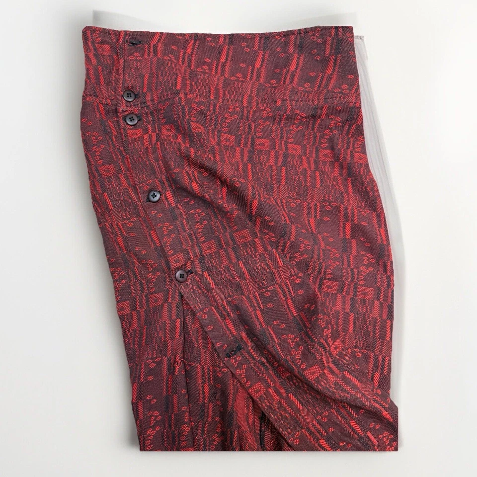  Harry Parnass Women's 2 Parachute Red Geometric Pencil Skirt Vintage 1980s - Image 4 of 4