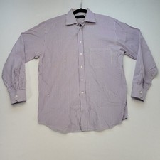 Canali Dress Shirt Mens 16 41 Purple Striped Long Sleeve Made In Italy