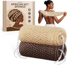 Authentic African Net Sponge, 2 Pack, Exfoliating Back Scrubber Loofah