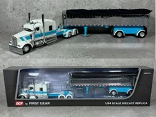 1/64 Kenworth W900L & MAC Coal End Dump White/Turquoise DCP by First Gear