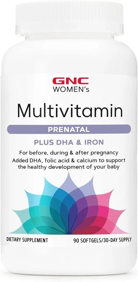 GNC Women's Prenatal Multivitamin Formula with DHA & Iron, 90 Softgels