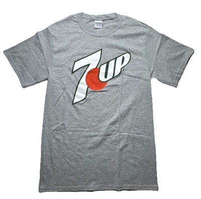 7Up Tshirt (Adult Sz Small) Grey Gildan TShirt Core Cotton Classic Soda Tee
