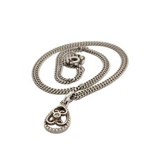 18k White Gold .01ct Single Cut Diamond Pendant Curb Chain Necklace 16 Inch P03