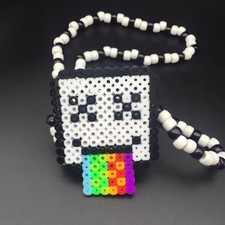 Marshmello Perler Bead Kandi Necklace   EDC Rave EDM Festivals Music PLUR Escape