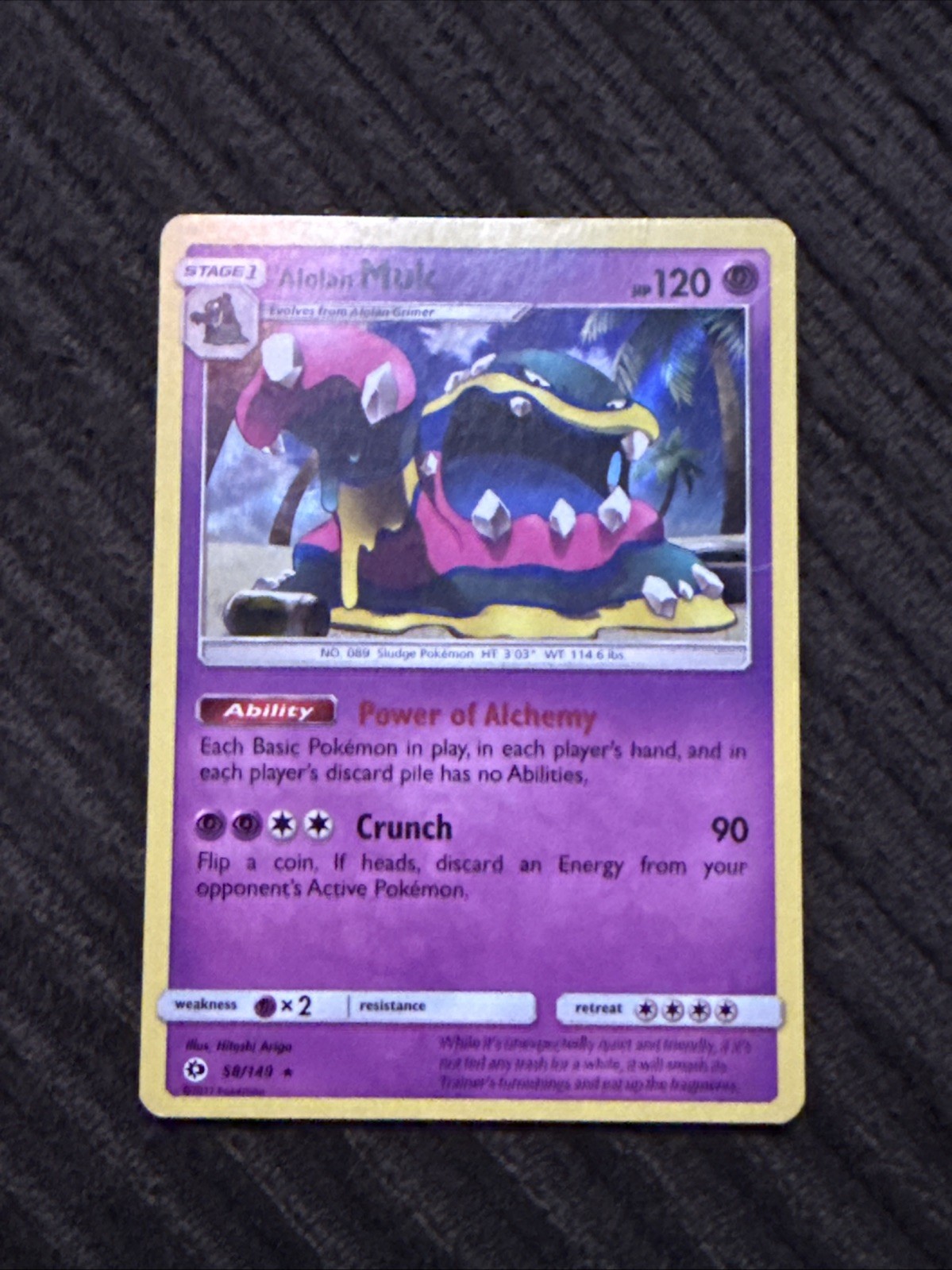 Alolan Muk - 58/149 - Pokemon Sun & Moon Base Set Holo Rare Card LP