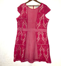 Wolf & Whistle Dress Women 22 Pink Laced Short Sleeves Pre - Owned