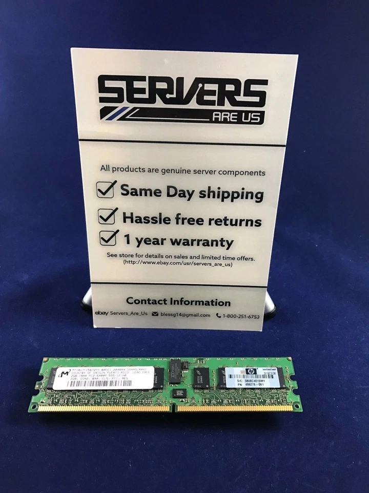 HP 4GB 2X2GB Memory Kit 497765-B21 pc2 6400 800mhz 499276-061 - Image 2 of 4