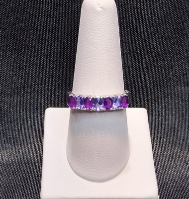 1.09 ct Natural African Amethyst & Tanzanite Solid 925 Sterling Silver Ring
