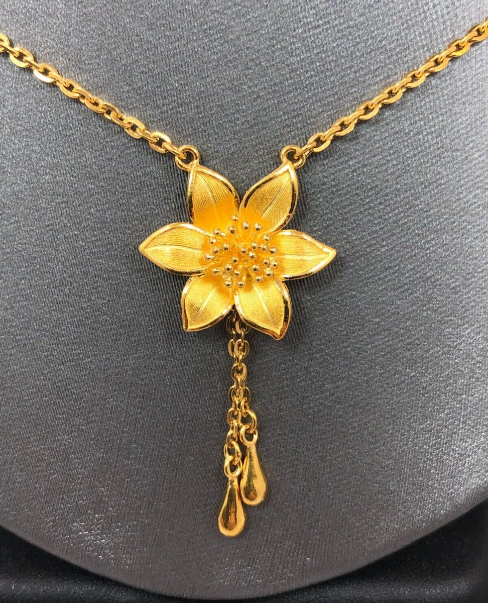 [Golden dew] 韓国☆18K Gold☆Fiorestella S necklace 9999 Solid 24k Gold Flower Necklace 18