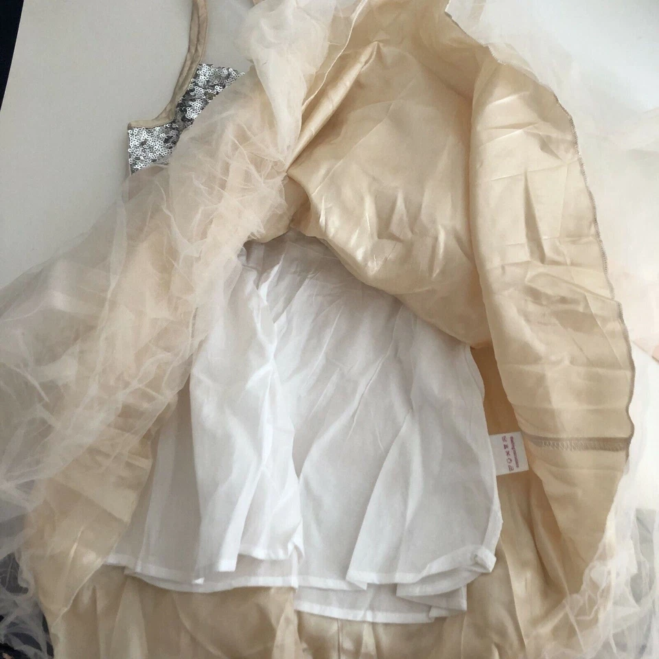 Soleado Moda Niñas Vestido Lentejuelas Malla Fiesta Boda Princesa Tul, Beige, 6 Foto 4 de 4