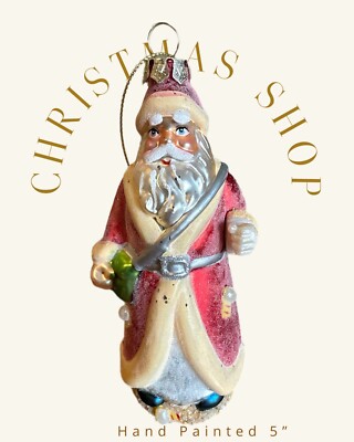 Raz Imports Santa Claus Christmas Ornament Glittery Gifts Sand  5''  NWT READ