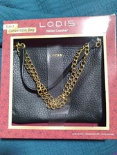 New In Box Lodis 5 In 1 emily Convertible italian Leather Bag. Black