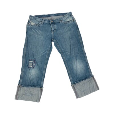 NO. 67 Womens Low Rise Button Fly Large Cuff Distressed Denim