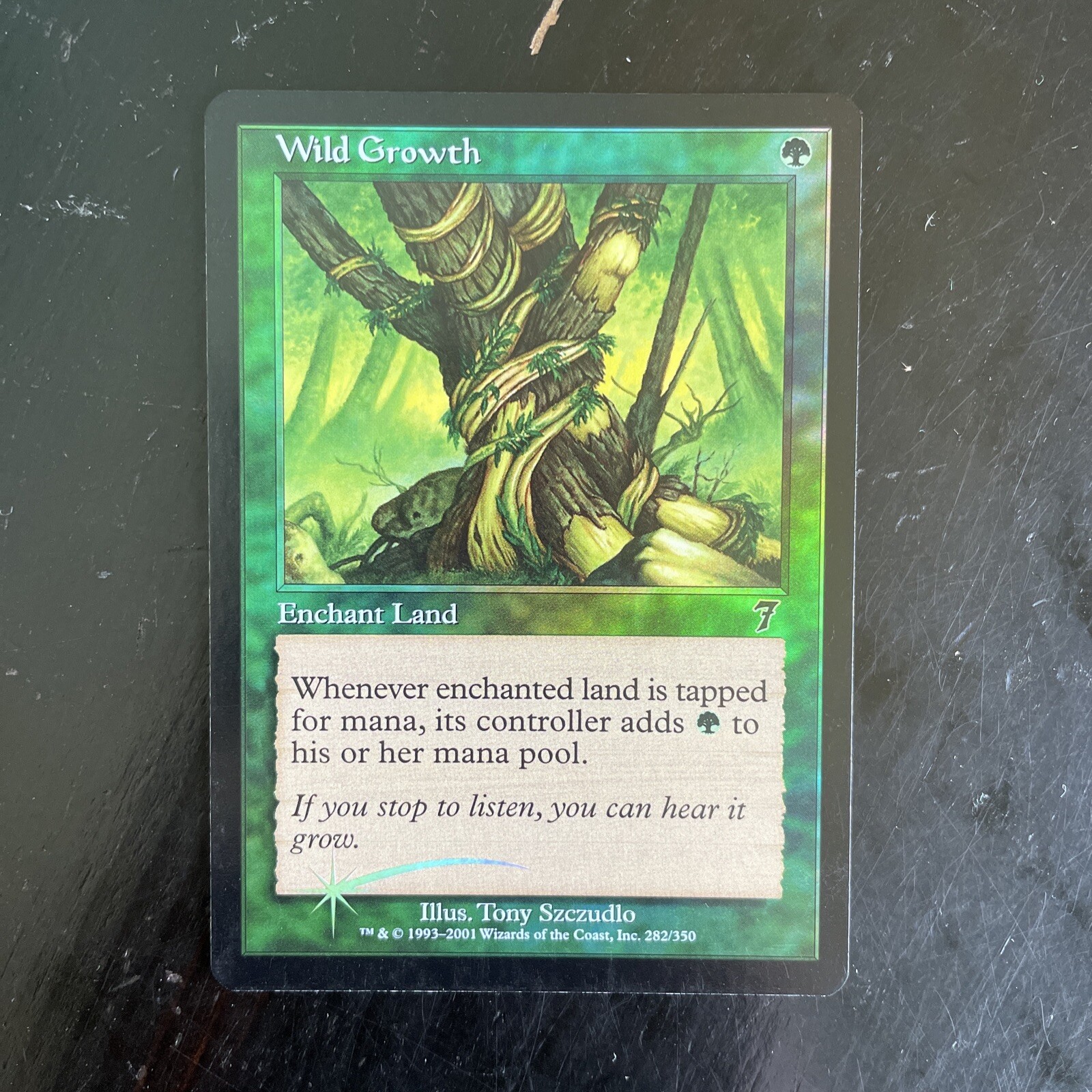MTG Wild Growth Seventh 7th Edition Foil Card, LP to NM