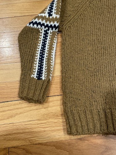 Cozy And Soft Zara Kid’s Sweater Brown, Navy And White Crewneck Size 8-9 Warm - Picture 9 of 11